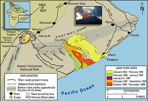 Kilauea recent lava map USGS. Click for bigger map
